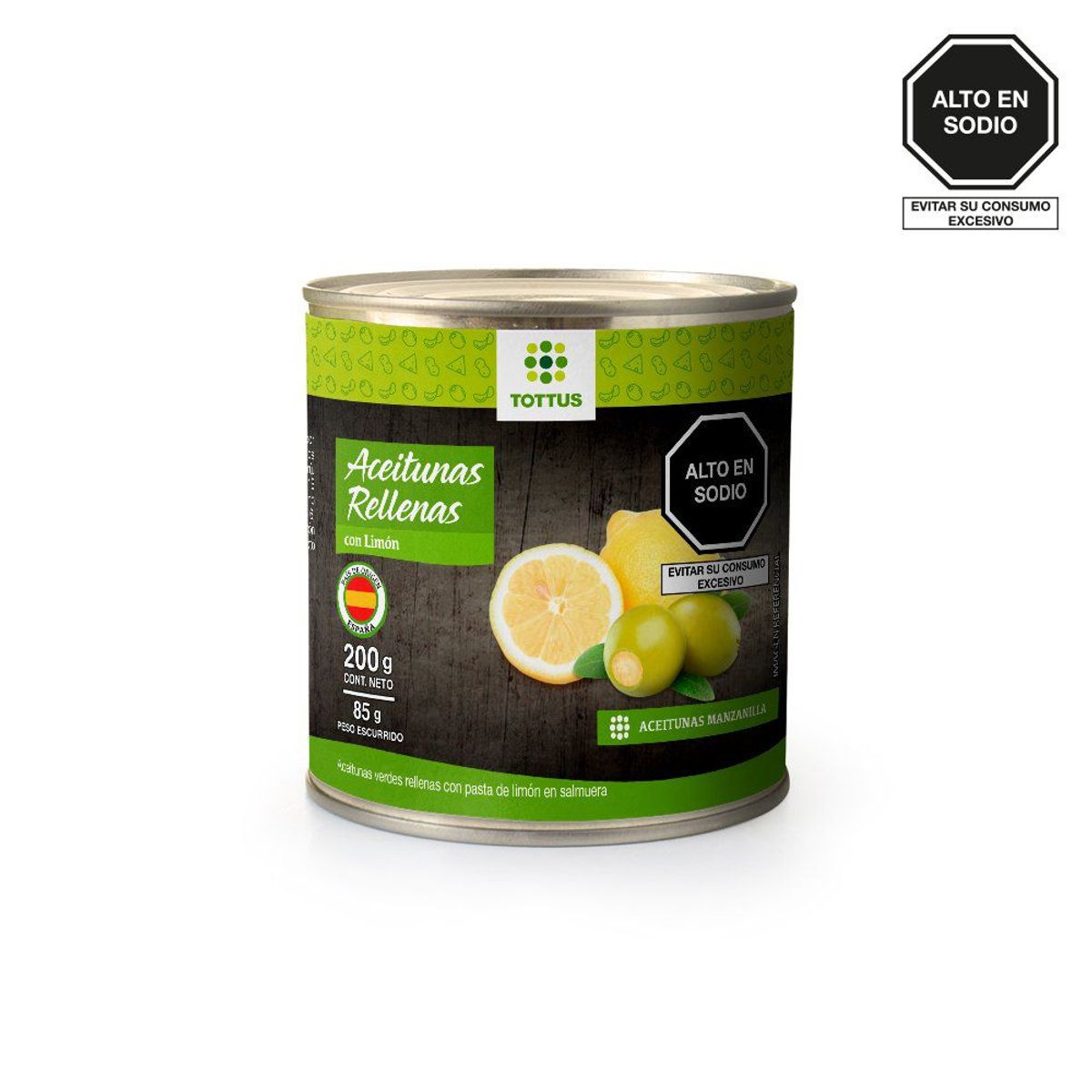 TOTTUS - Aceitunas Rellenas de Limon Tottus 200 g