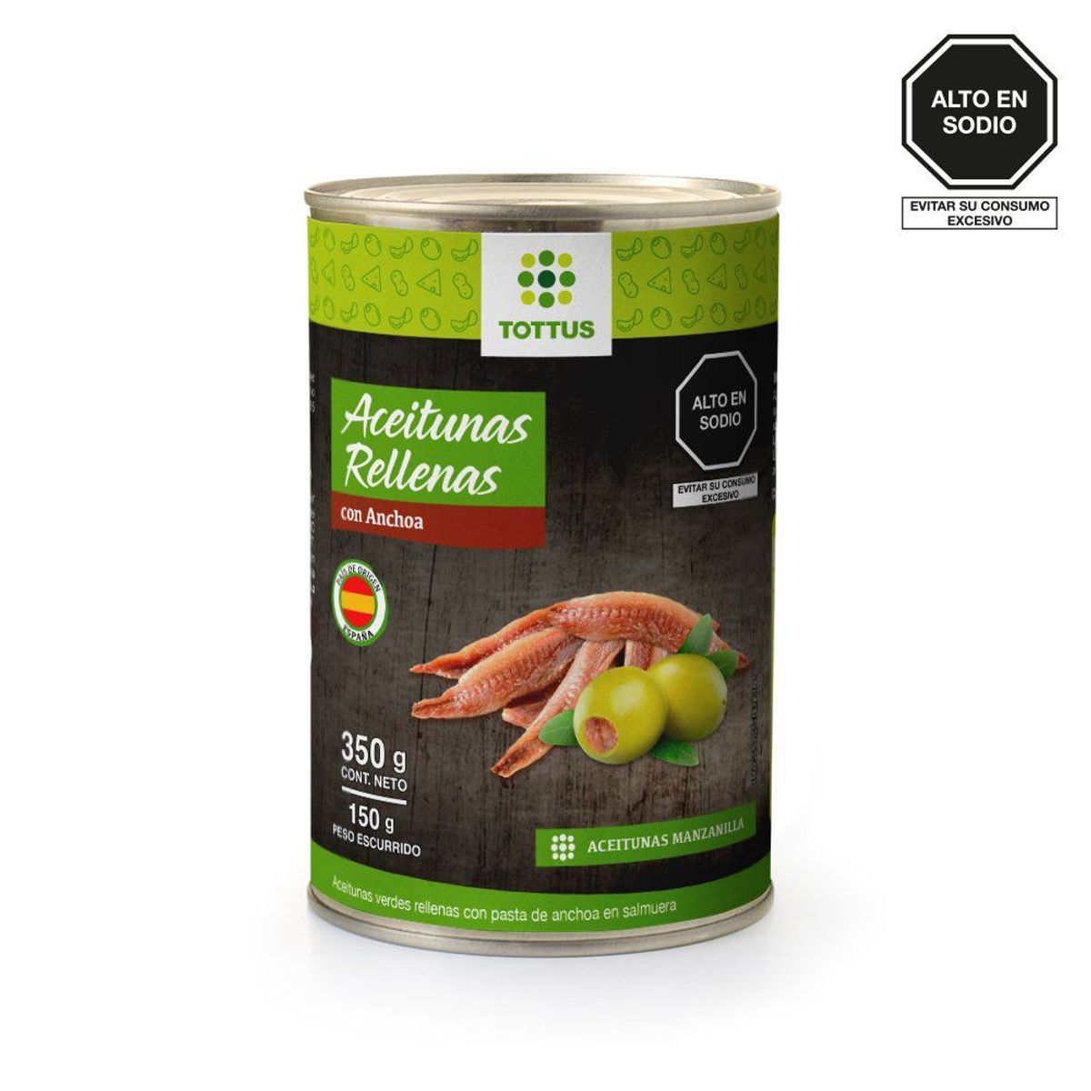 TOTTUS - Aceitunas Rellenas Anchoa Tottus 350 g