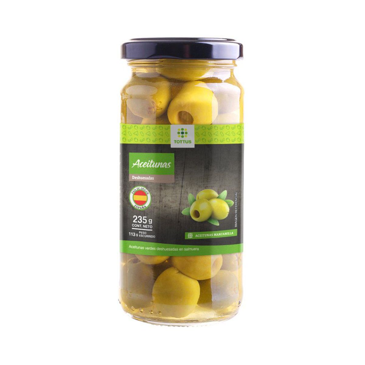 TOTTUS - Aceitunas Verdes Deshuesadas Tottus 235 g