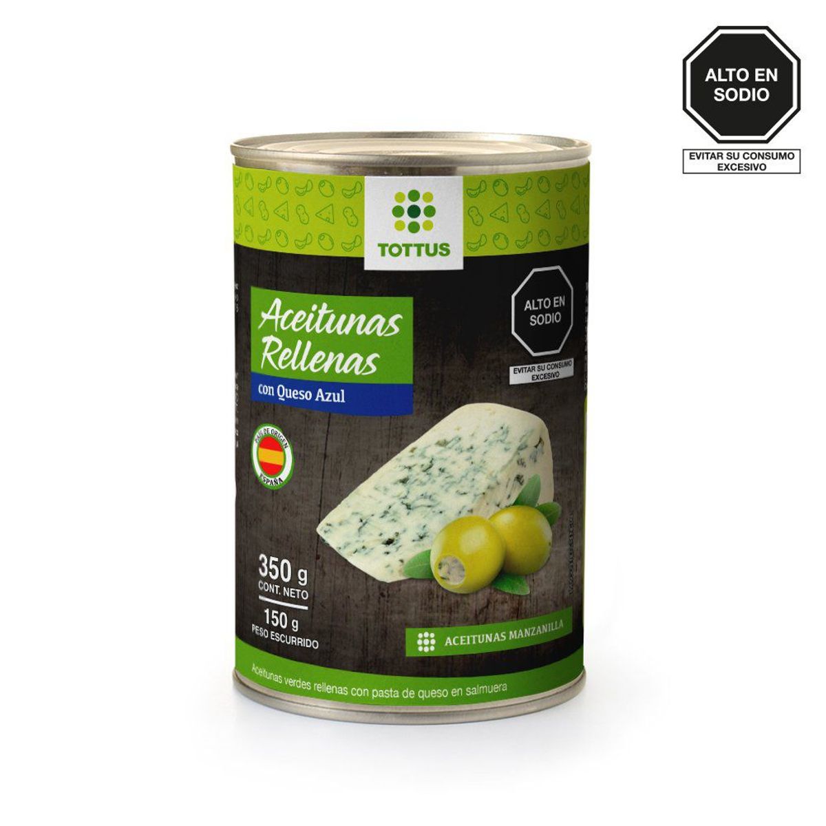 TOTTUS - Aceitunas Rellenas Queso Tottus 350 g
