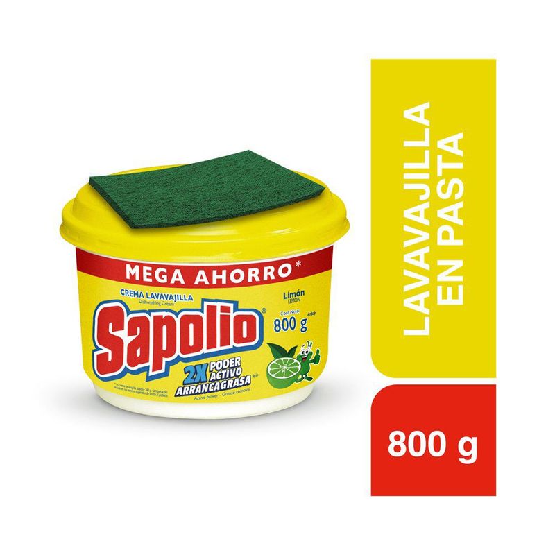 SAPOLIO - Lavavajilla Pasta Sapolio Limón Envase 800 g