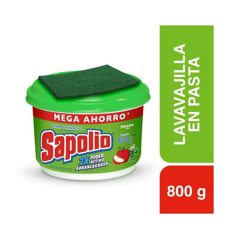SAPOLIO - Lavavajilla Pasta Sapolio Manzana Envase 800 g