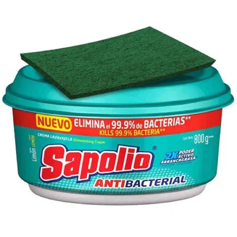 SAPOLIO - Lavavajilla en Crema Sapolio Actibacterial Limón Envase 800 g