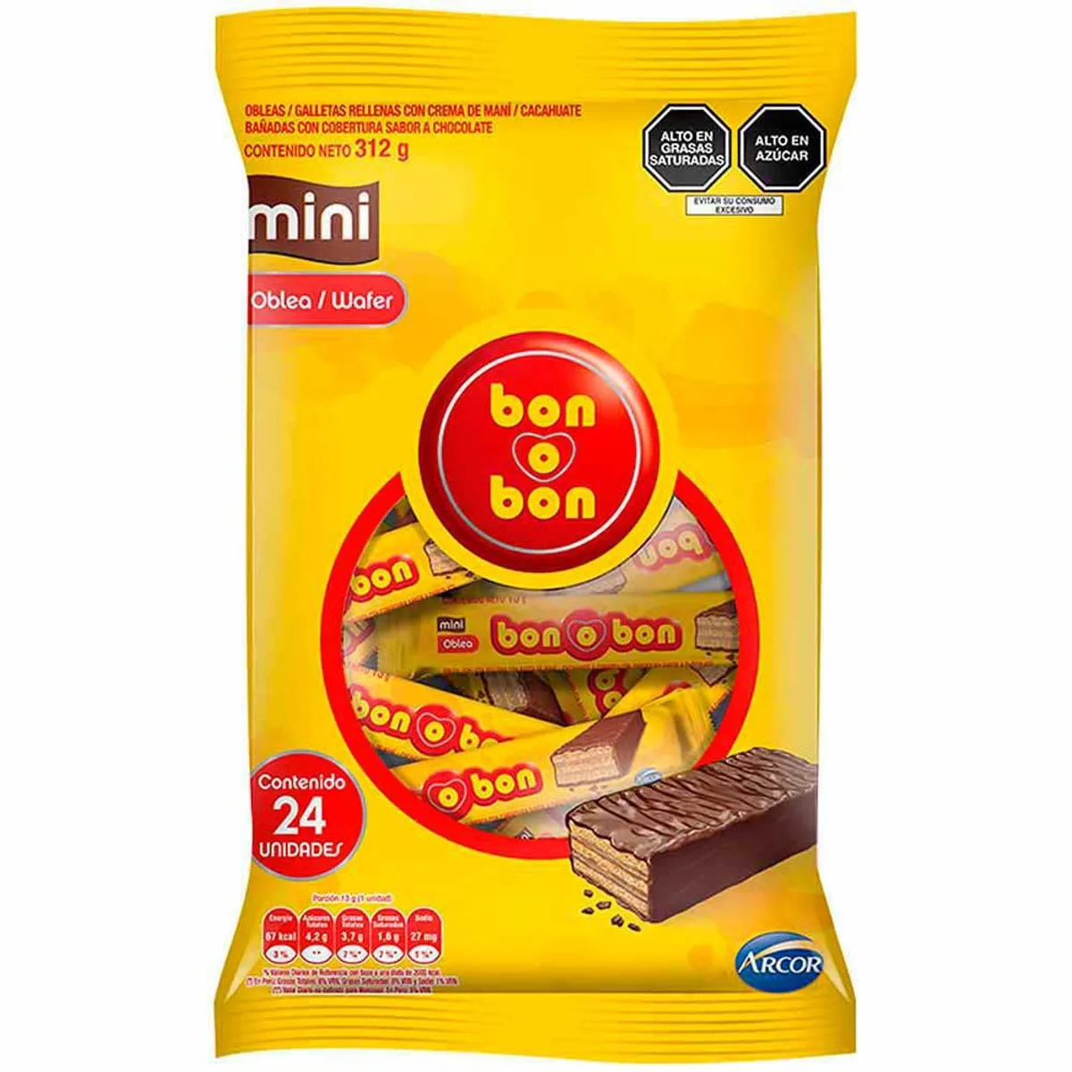 BON O BON - Mini Wafers Bañados en Chocolate 288 g