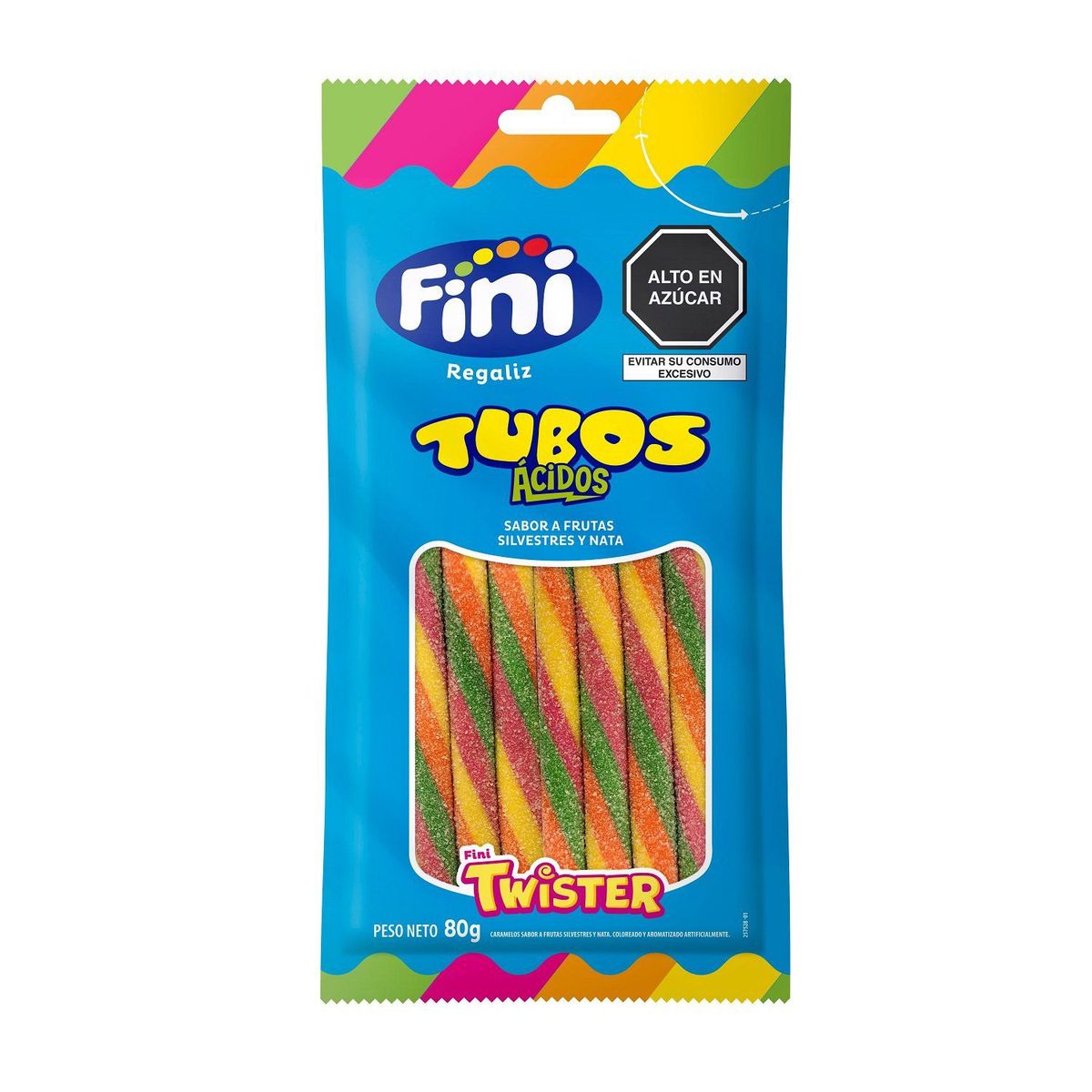 FINI - Tubos Ácidos Regaliz Twister Fini 80 g