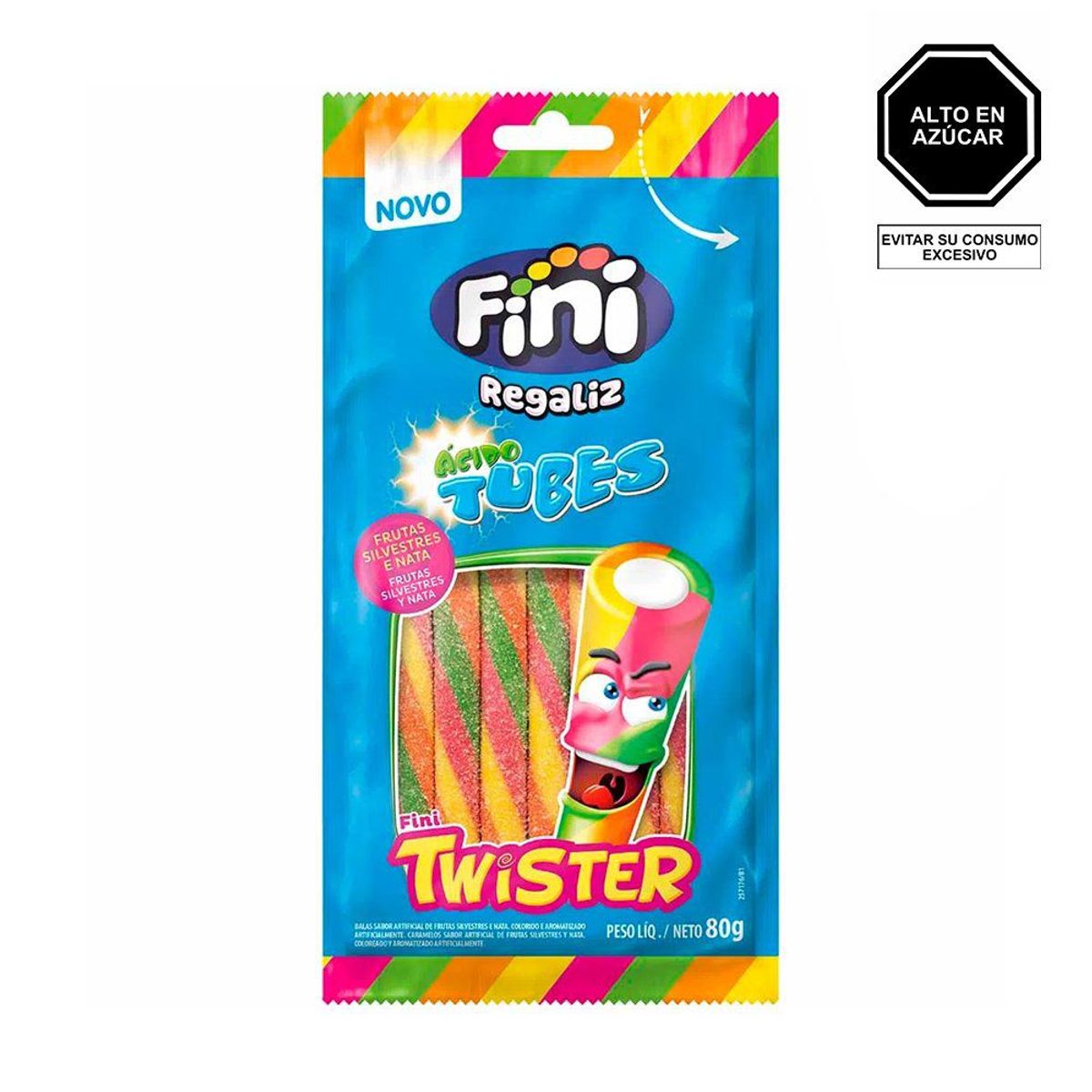 FINI - Tubos Ácidos Regaliz Twister Fini 80 g