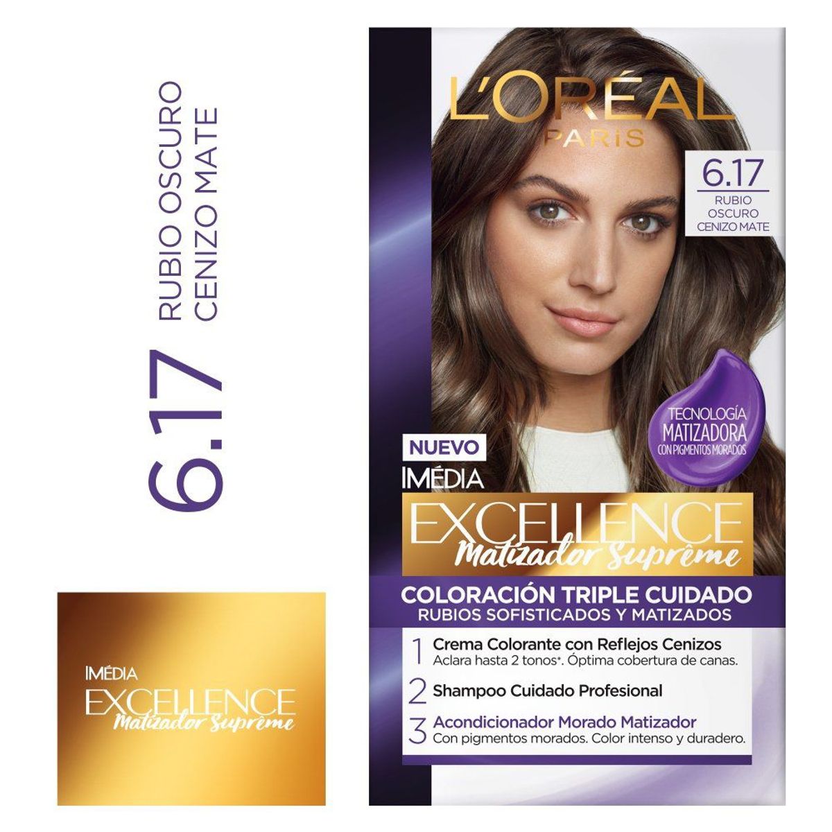 EXCELLENCE - Tinte Excellence Tono 6.17 Rubio Oscuro Cenizo Mate