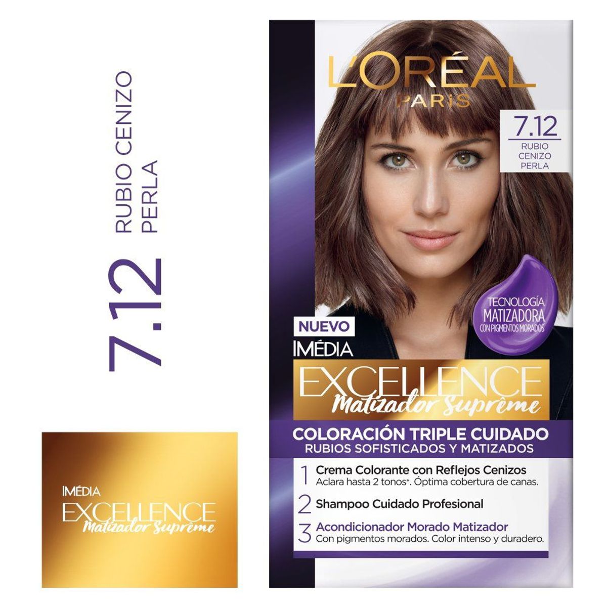 EXCELLENCE - Tinte Excellence Matizador Supreme Tono 7.12 Rubio Cenizo Perla