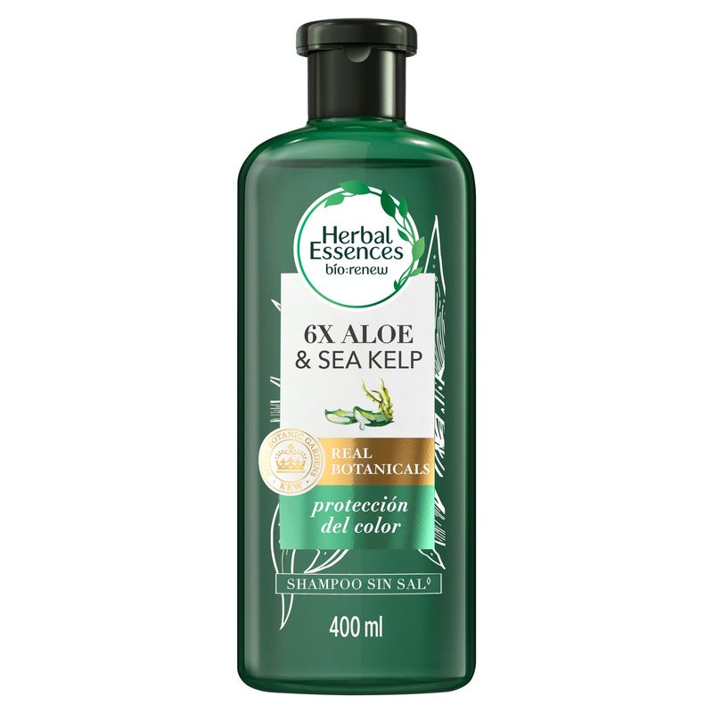 HERBAL ESSENCES - Shampoo Herbal Essences Bio Renew 6X Aloe & Sea Kelp Protección Color Botella 400 mL