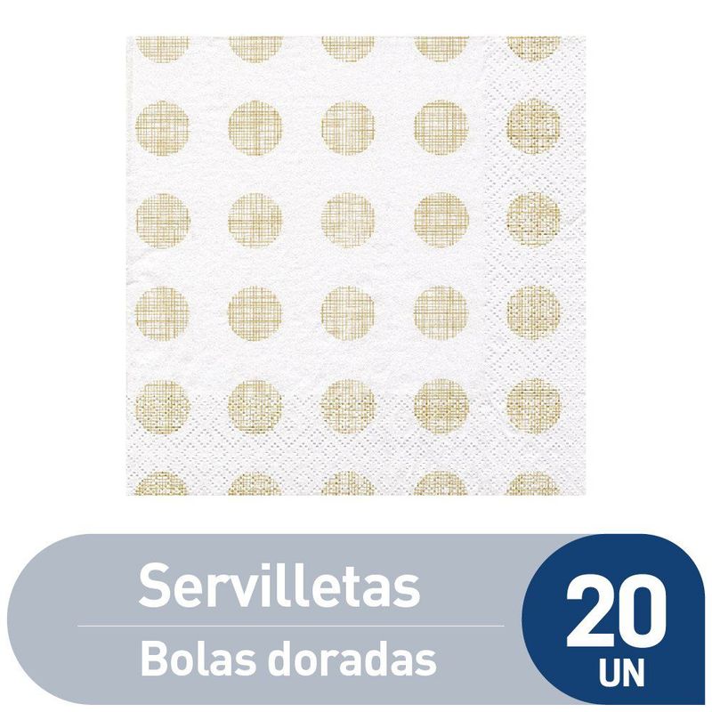 TOTTUS - Servilletas Bolas Doradas 20 Unidades