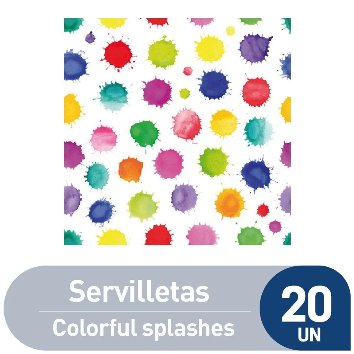 TOTTUS - Servilletas Tottus Diseño Salpicaduras de Colores Empaque 20 Und
