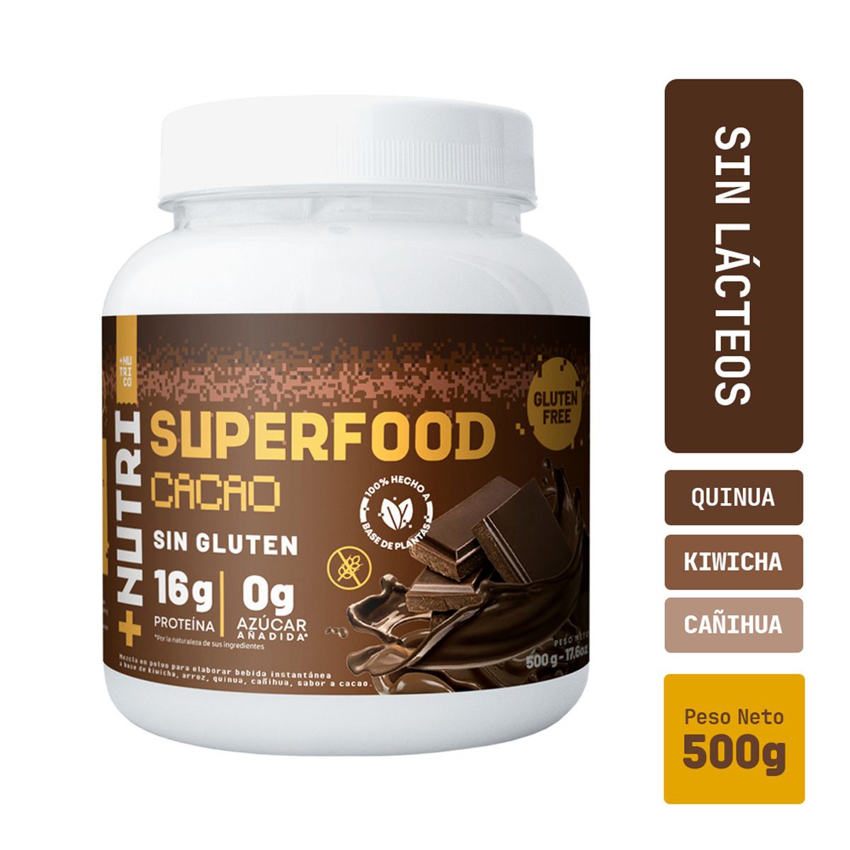 NUTRISHAKE ANDINO - Suplemento Nutricional Nutri Co con Superfoods Cacao Envase 500 g