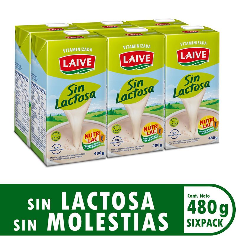 LAIVE - Mezcla Láctea Laive Sin Lactosa Sixpack Caja 480 g