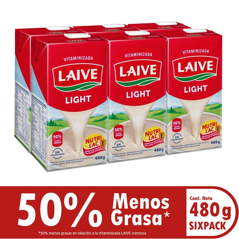 LAIVE - Mezcla Láctea Laive Light Sixpack Caja 480 g