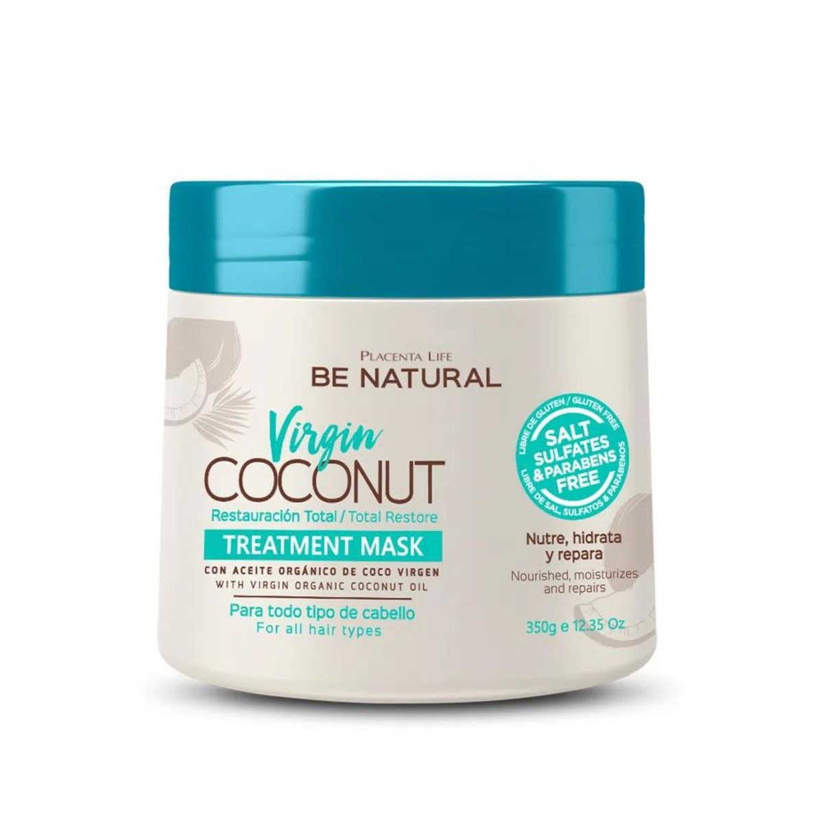 BE NATURAL - Mascarilla Be Natural Virgin Coconut Envase 350 g