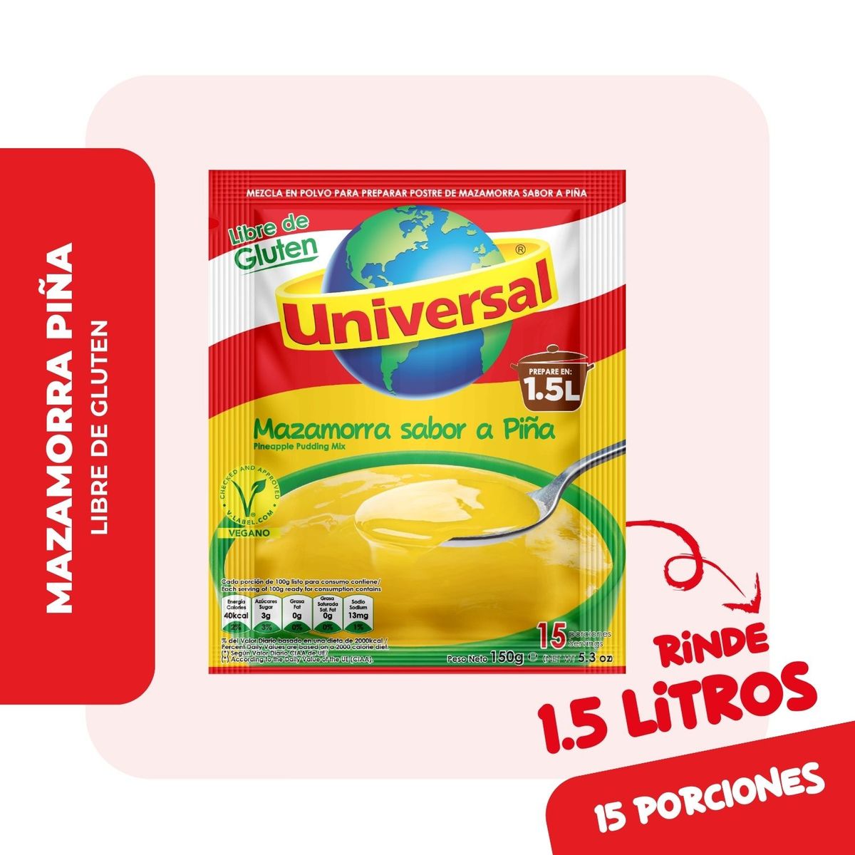 UNIVERSAL - Mazamorra Universal Piña Bolsa 150 g