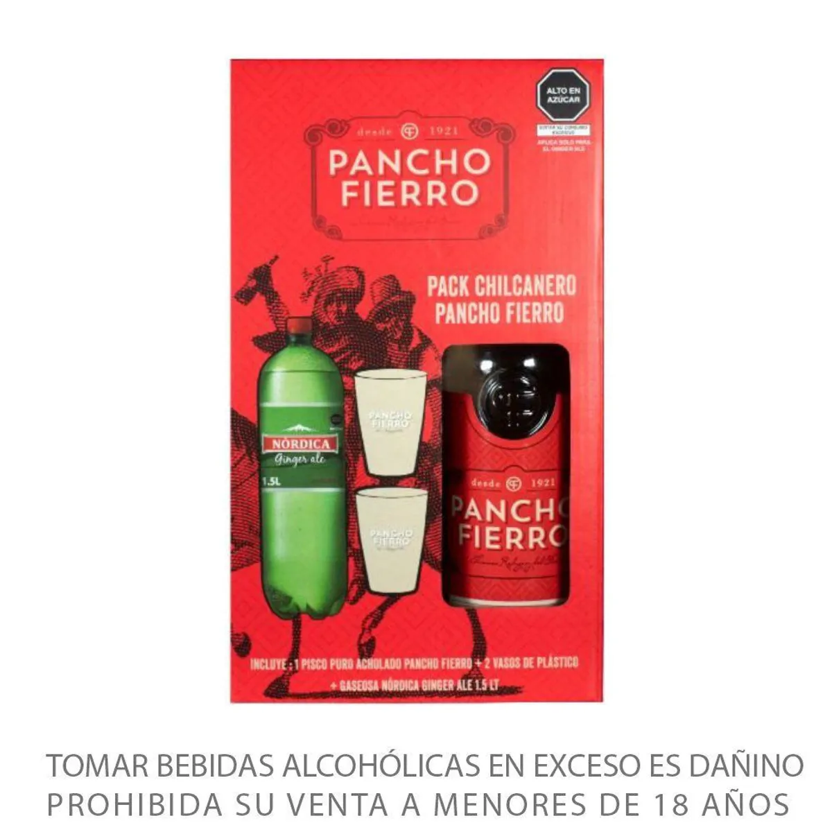 PANCHO FIERRO - Pisco Pancho Fierro 750 mL + Ginger Ale 1.5 L