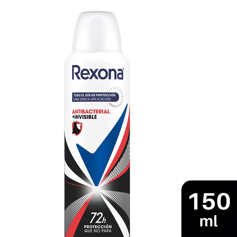 REXONA - Antitranspiante Rexona Aerosol Antibacterial Invisible 72H Envase 150 mL