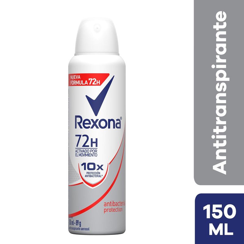 REXONA - Antitranspiante Rexona 10X Antbact Protec 72H Aerosol 150 mL