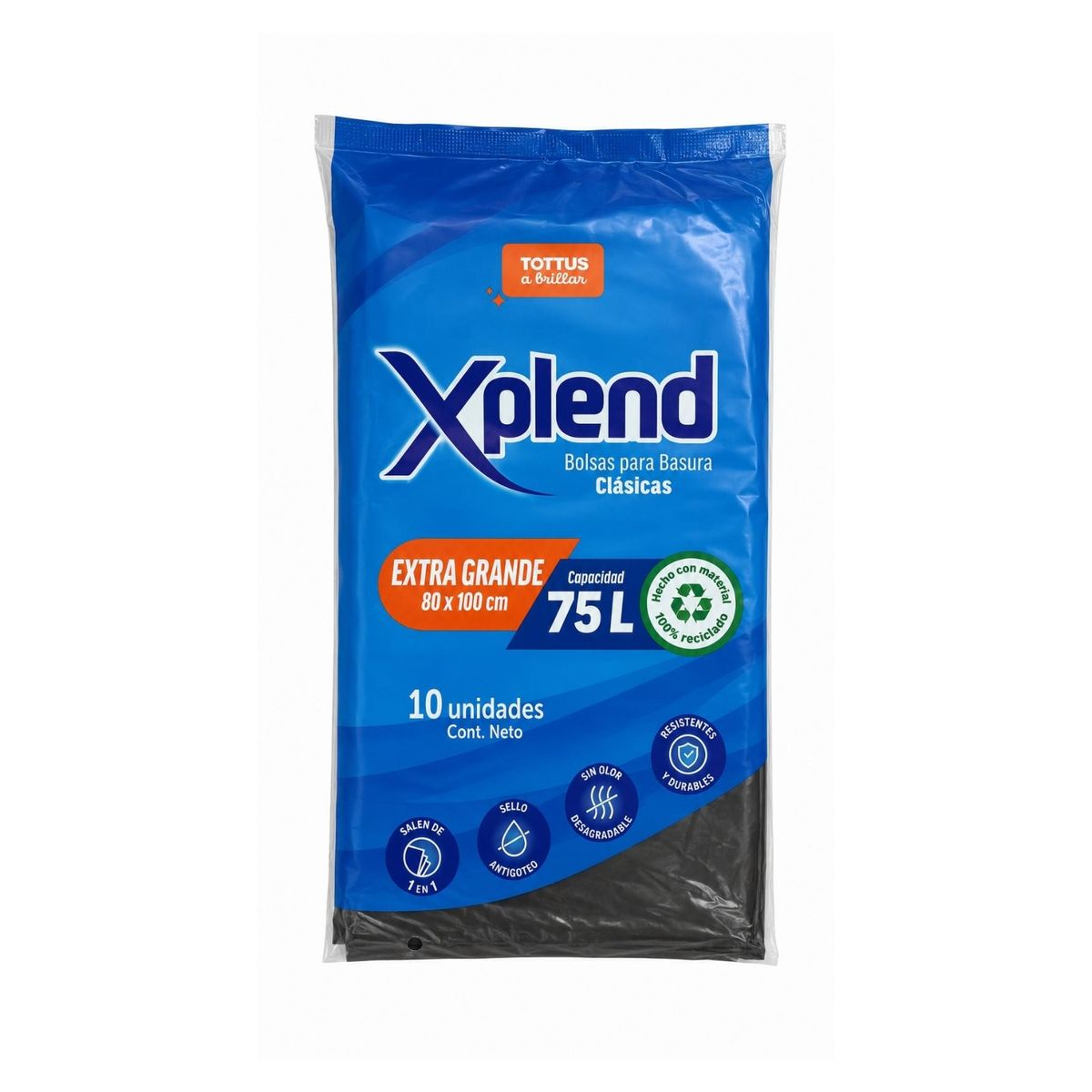 TOTTUS - Bolsa de Basura Extra Grande Tottus 75 L Empaque 10 Und