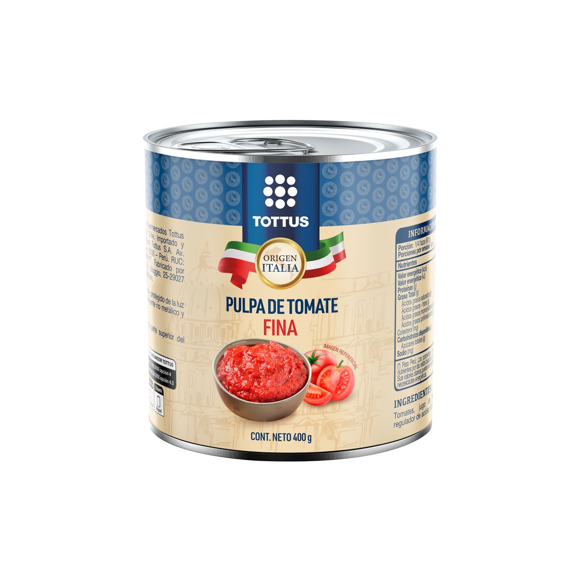 TOTTUS - Pulpa Fina de Tomate Tottus Lata x 400 g