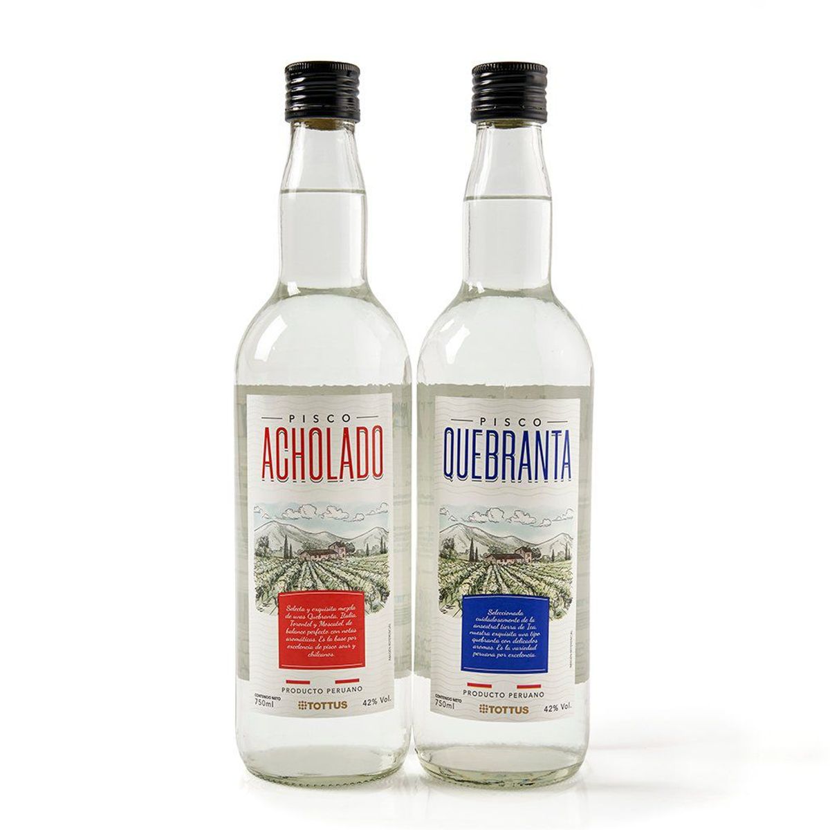 TOTTUS - Pisco Tottus Quebranta 750 mL + Acholad 750 mL