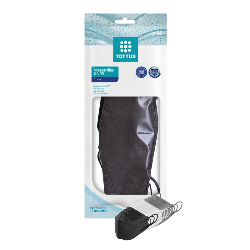 TOTTUS - Pack mascarilla KN95 Fish x10 blanca gris negro