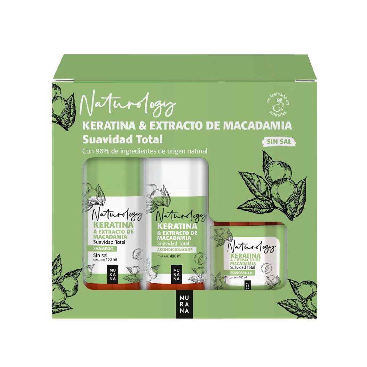 MURANA - Pack Murana Shampoo + Acondicionador + Mascarilla Keratina y Macadamia
