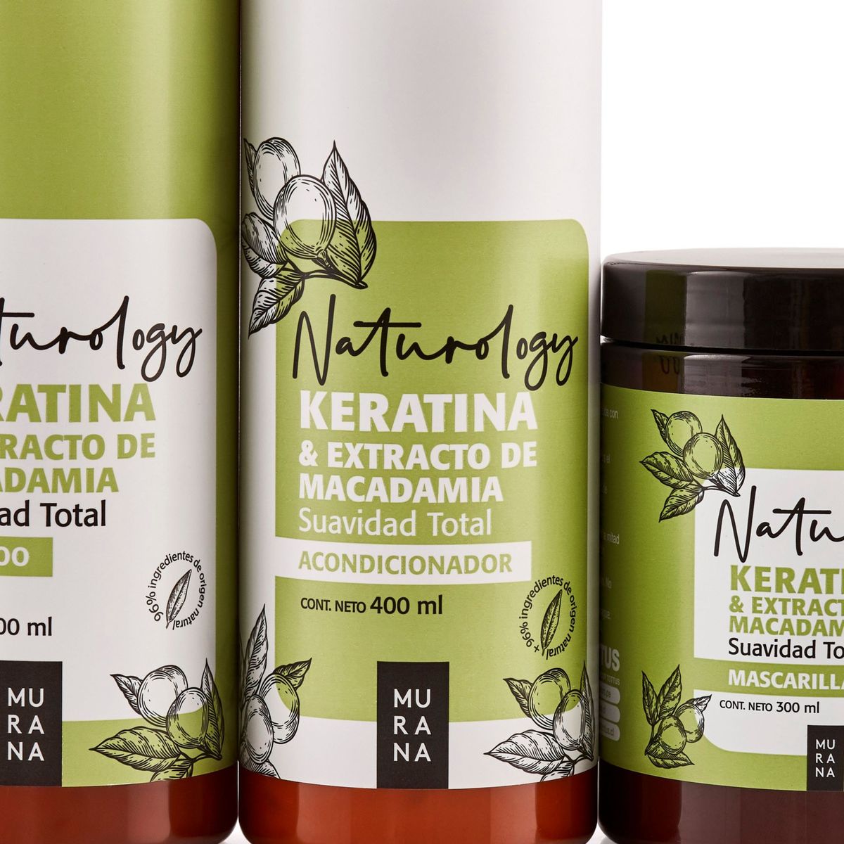 MURANA - Pack Murana Shampoo + Acondicionador + Mascarilla Keratina y Macadamia