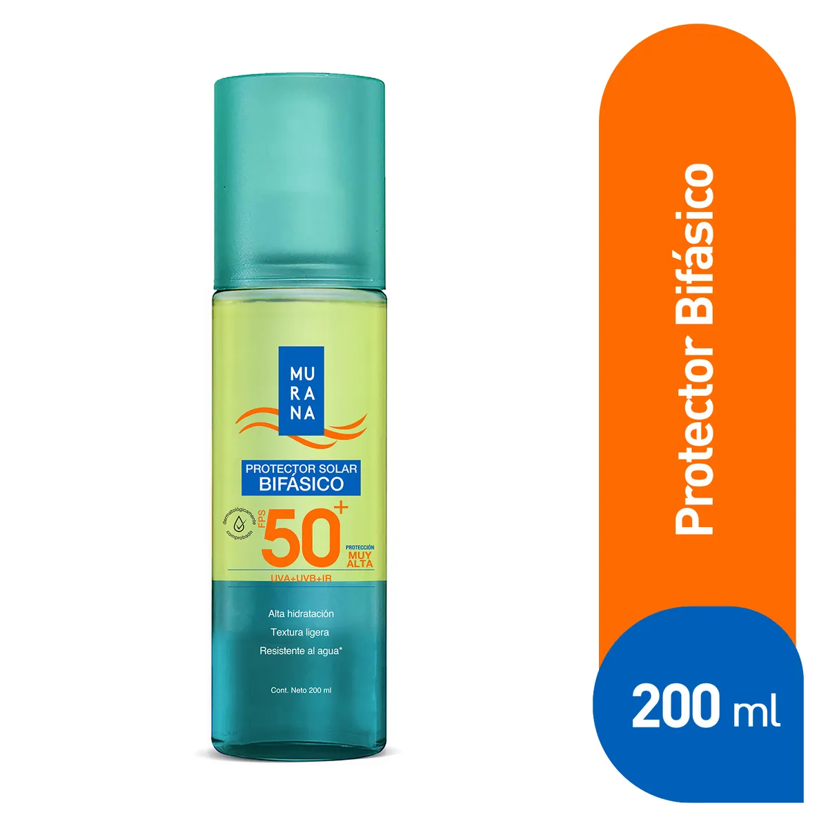 MURANA - Protector Solar Murana Bifásico Hidratante SPF50+ Envase 200 mL