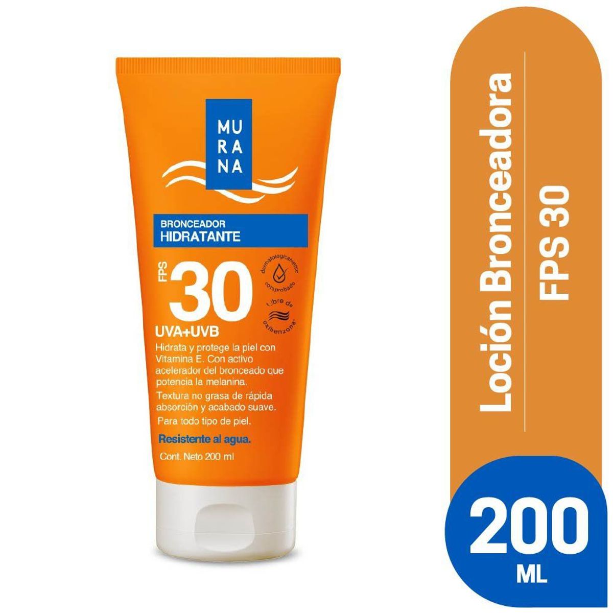 MURANA - Loción Bronceadora Solar Murana SPF30 Envase 200 mL