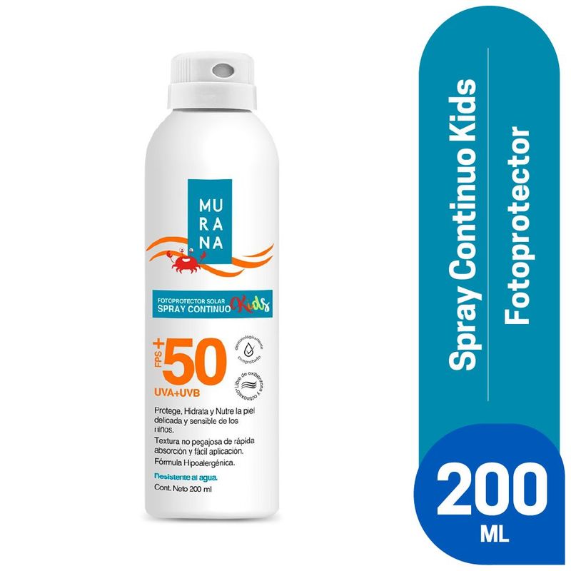 MURANA - Fotoprotector Solar en Spray Continuo para Niños SPF 50+ de 200 mL