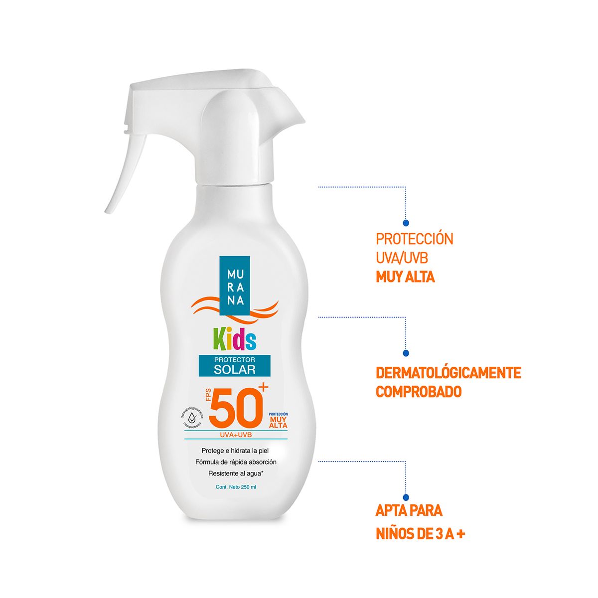 MURANA - Protector Solar Murana Kids Sensitive SPF50+ Envase 250 mL