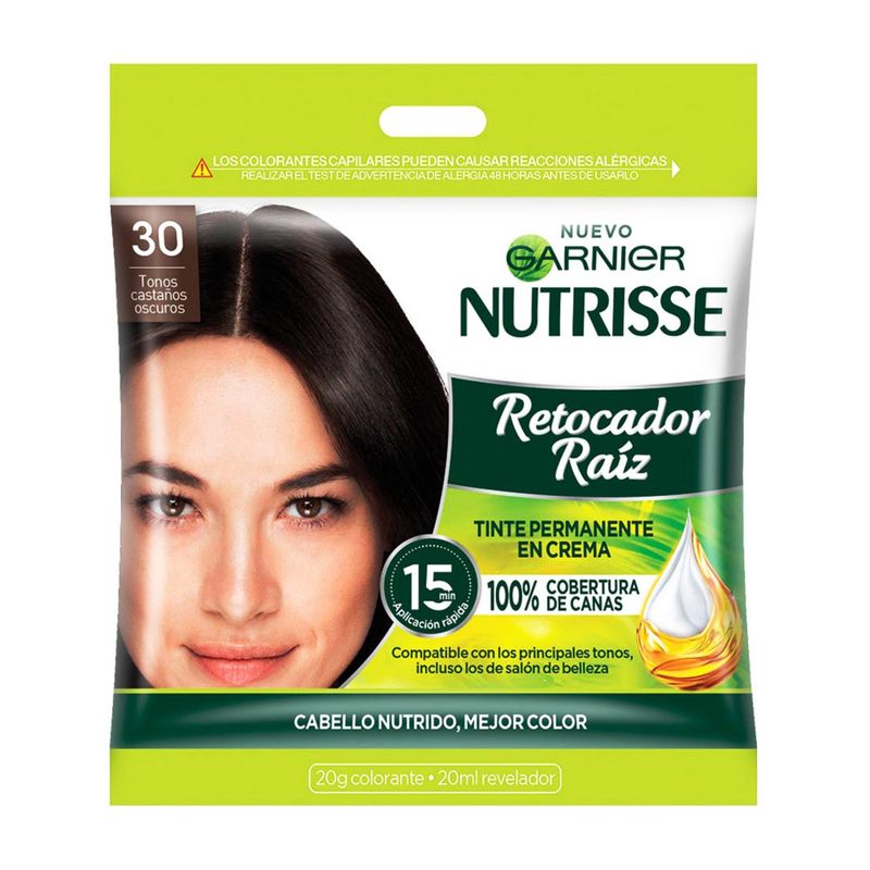 NUTRISSE - Kit Tinte Capilar Nutrisse Tono 30 Castaño Oscuro Retocador Raíz
