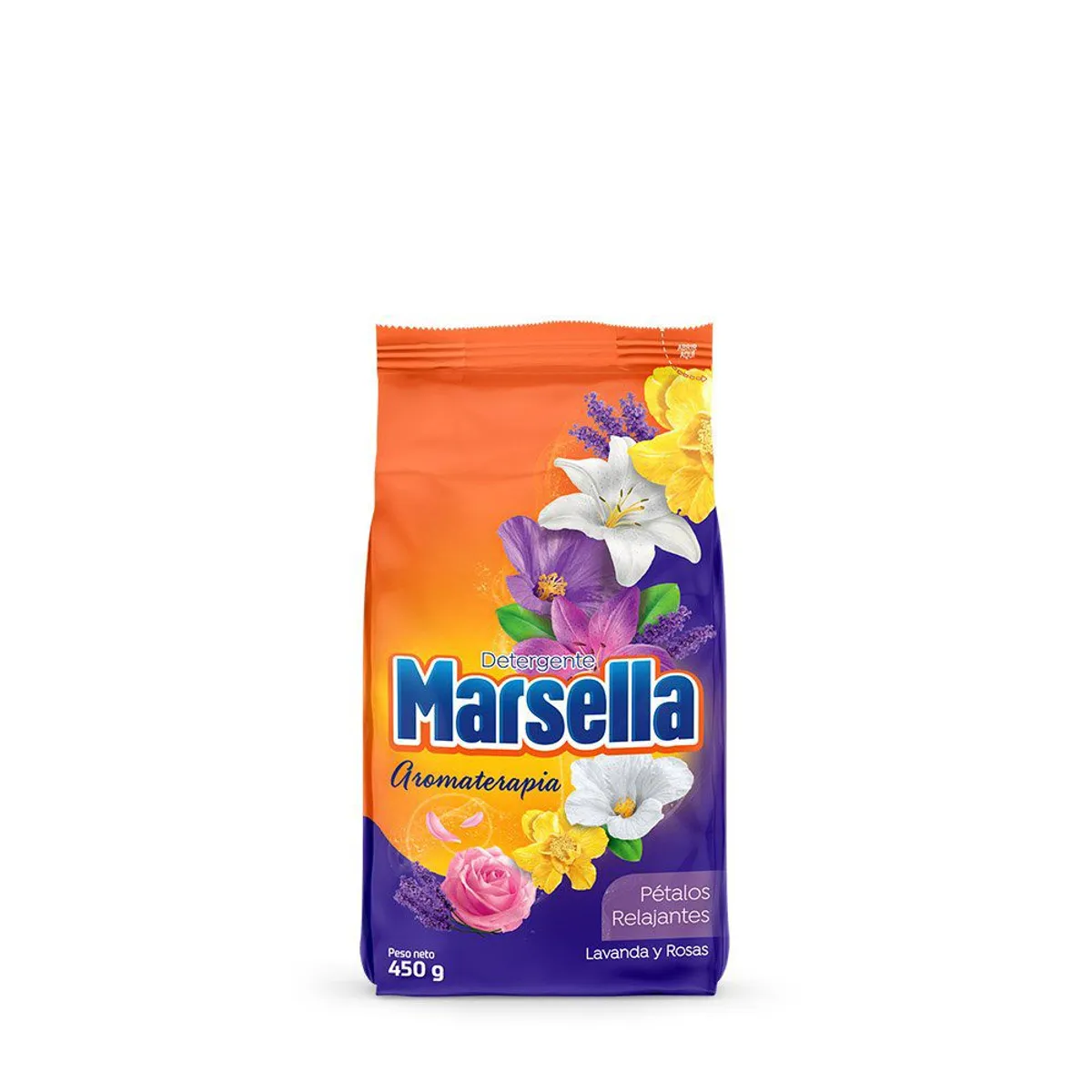 MARSELLA - Detergente en Polvo Marsella Pétalos de Lavanda y Rosas Bolsa 450 g