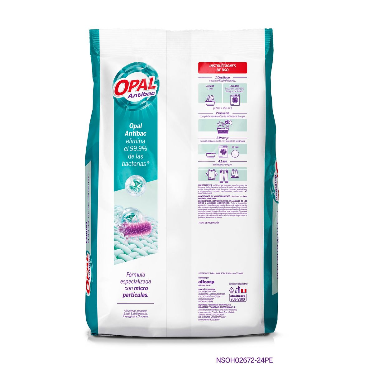 OPAL - Detergente en Polvo Opal Antibacterial Bolsa 2.4 Kg