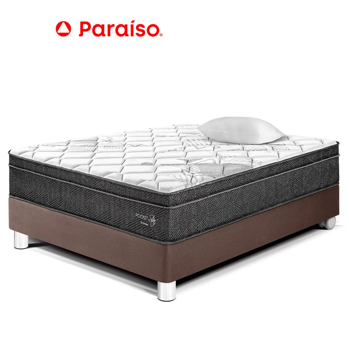 PARAISO - Cama Pocket Star 1.5 Plaza Choco