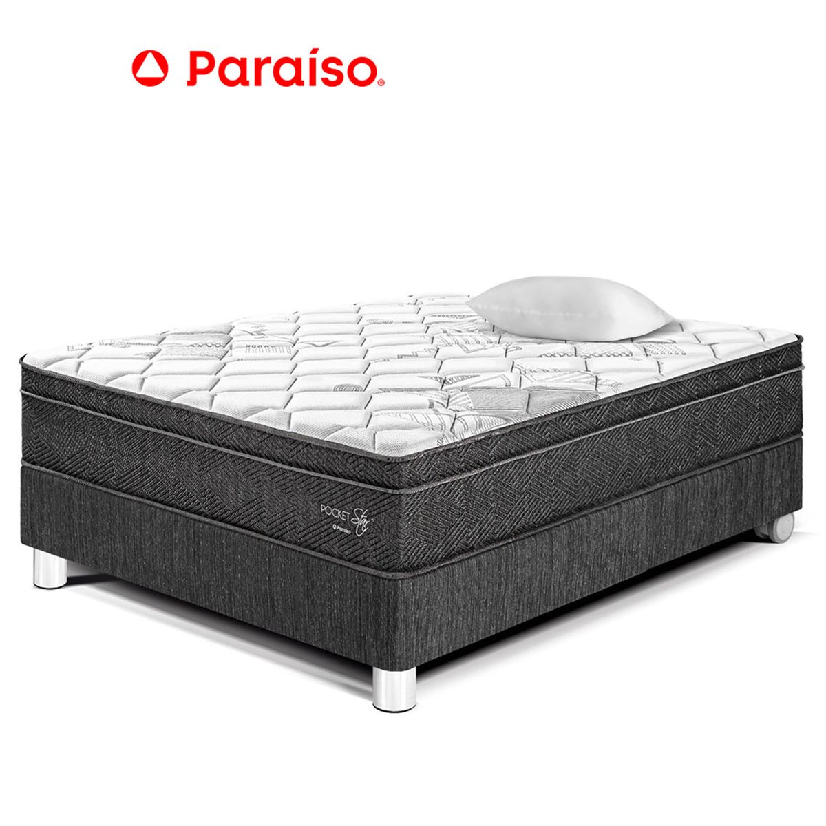 PARAISO - Cama Pocket Star 1.5 Plaza Oscuro