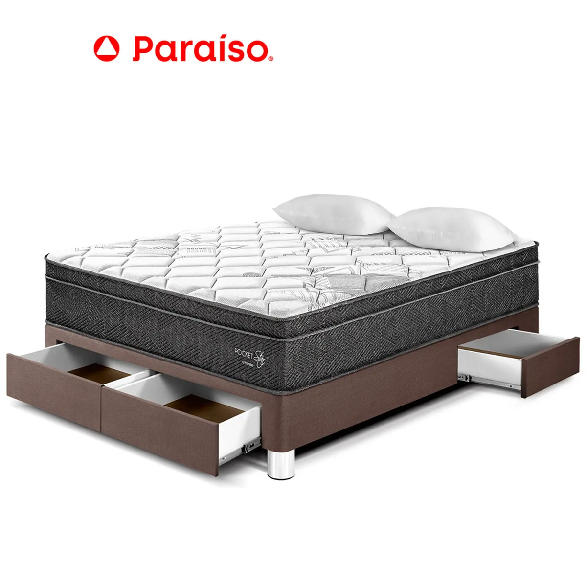 PARAISO - Cama Pocket Star 2 Pz Cajones Choco