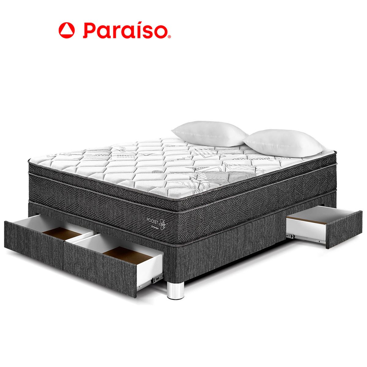 PARAISO - Cama Pocket Star 2 Pz Cajones Oscuro