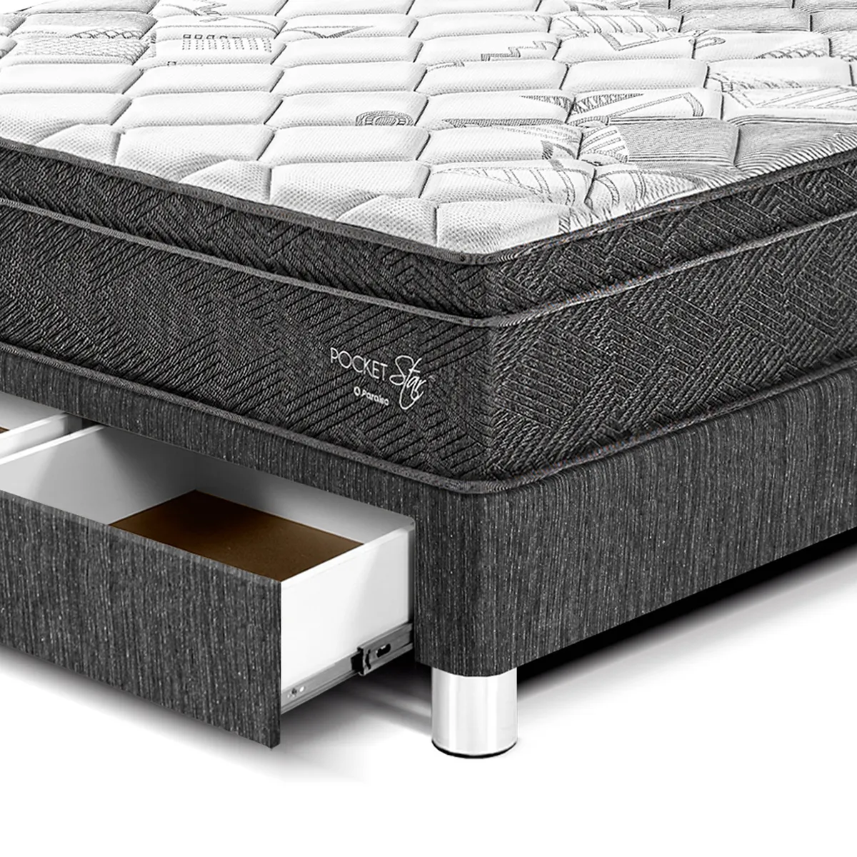 PARAISO - Cama Pocket Star King Cajones Oscuro