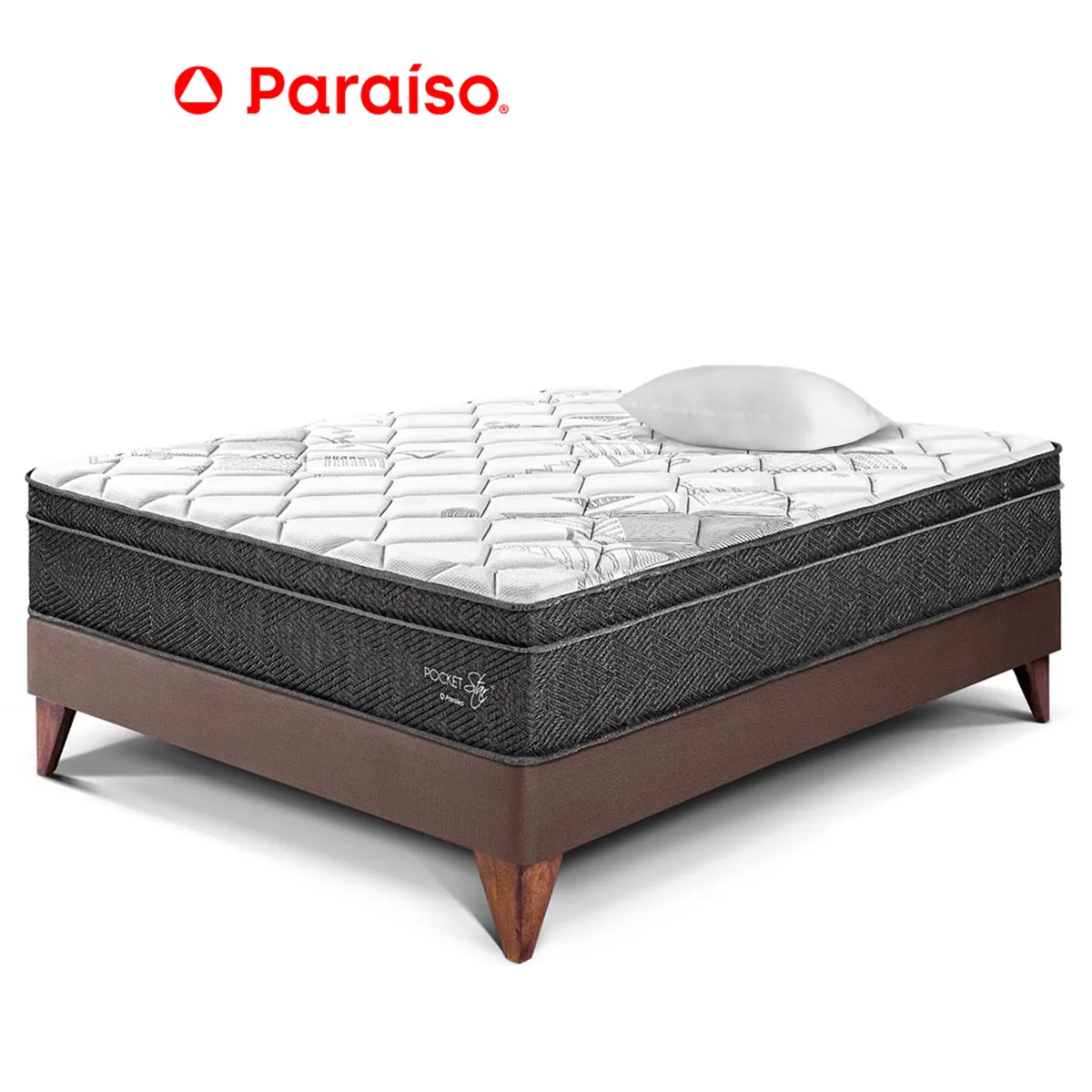 PARAISO - Cama Europea Pocket Star 1.5 Pz Choco