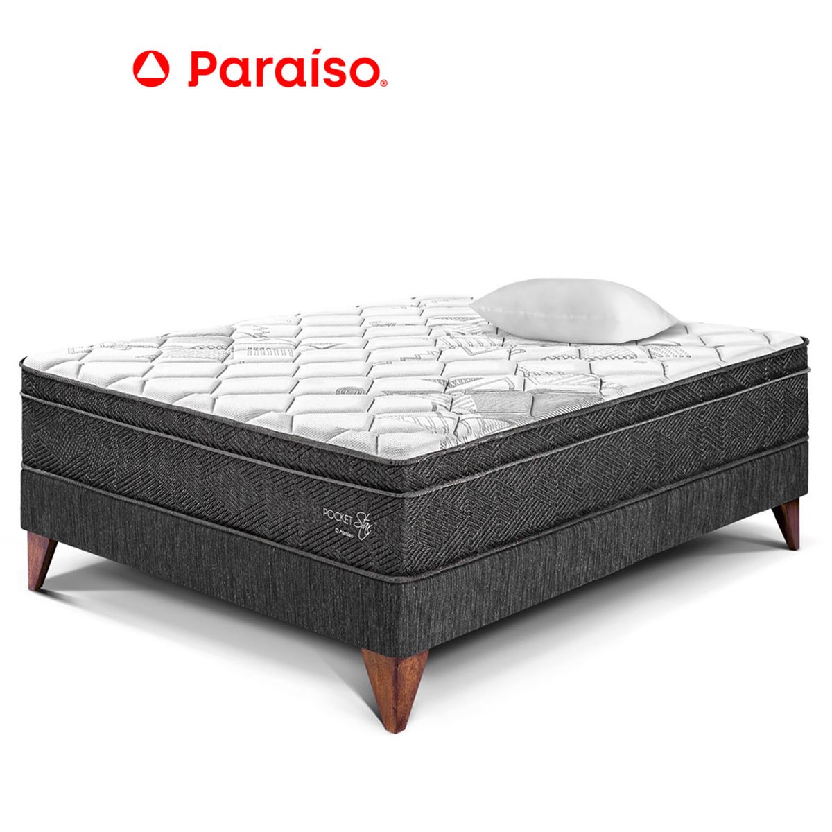 PARAISO - Cama Europea Pocket Star 1.5 Pz Oscuro