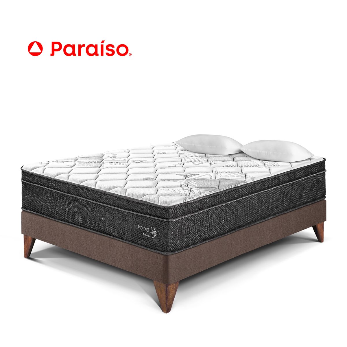 PARAISO - Cama Europea Pocket Star 2 Pz Choco