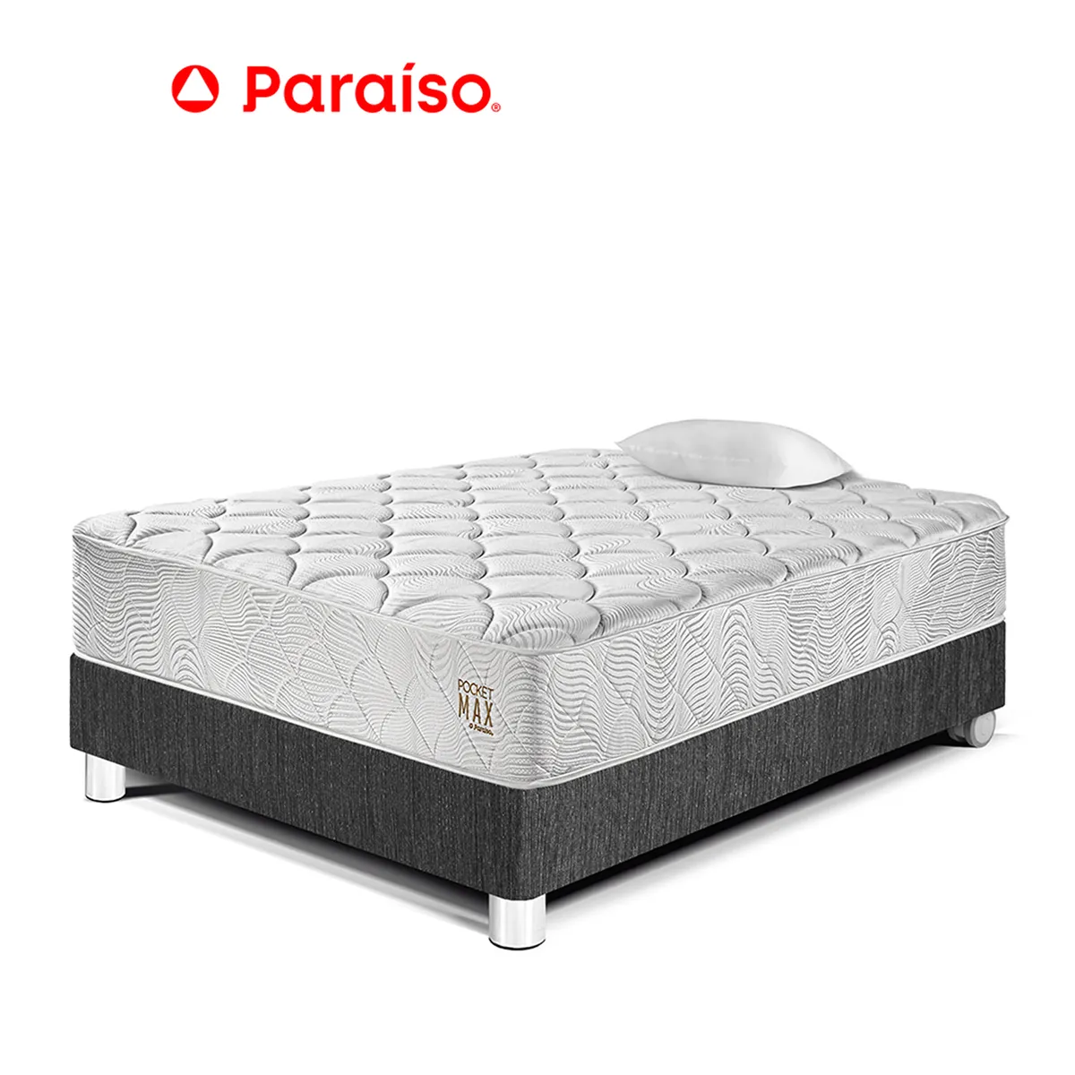 PARAISO - Cama Pocket Max 1.5 Plaza Oscuro