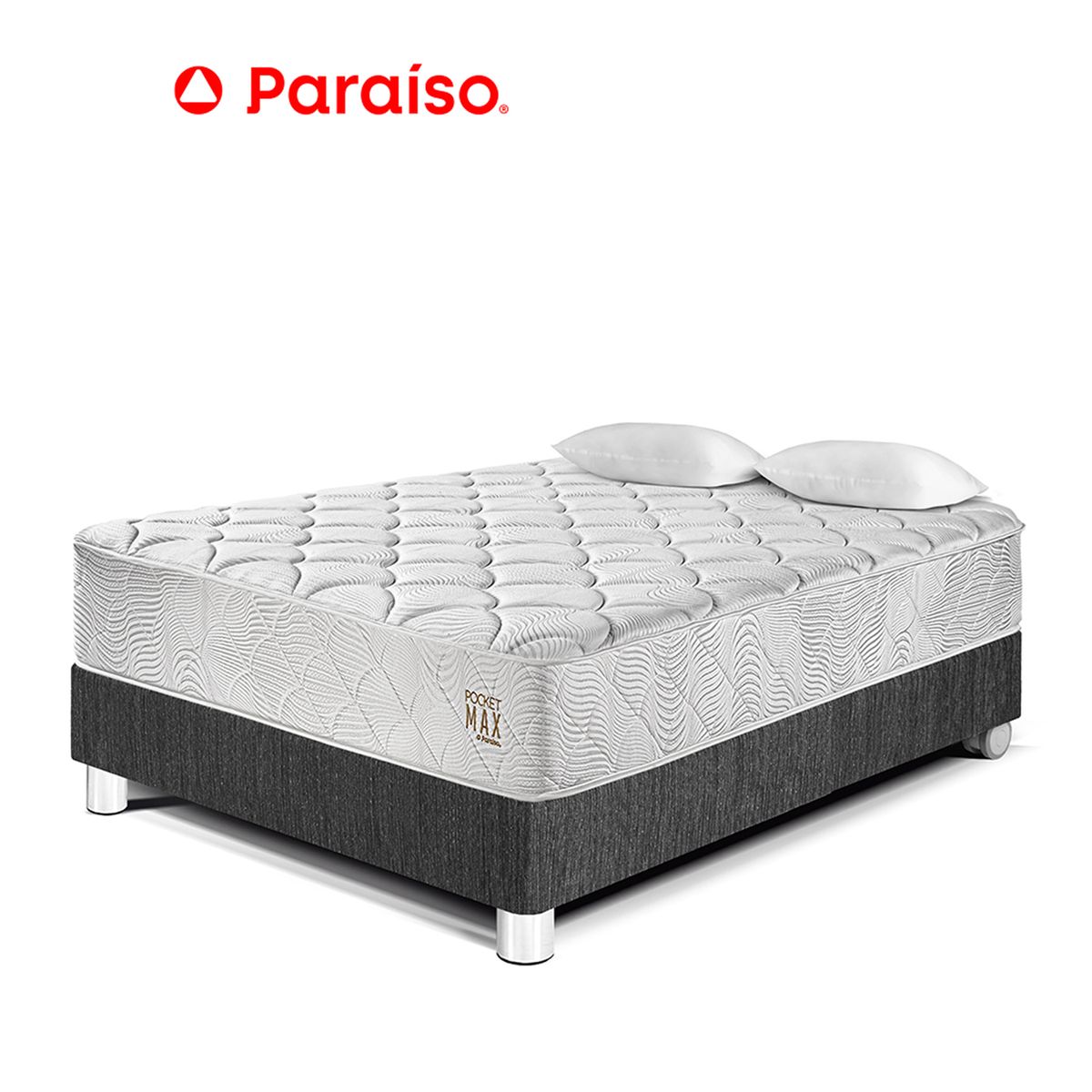 PARAISO - Cama Pocket Max 2 Plaza Oscuro
