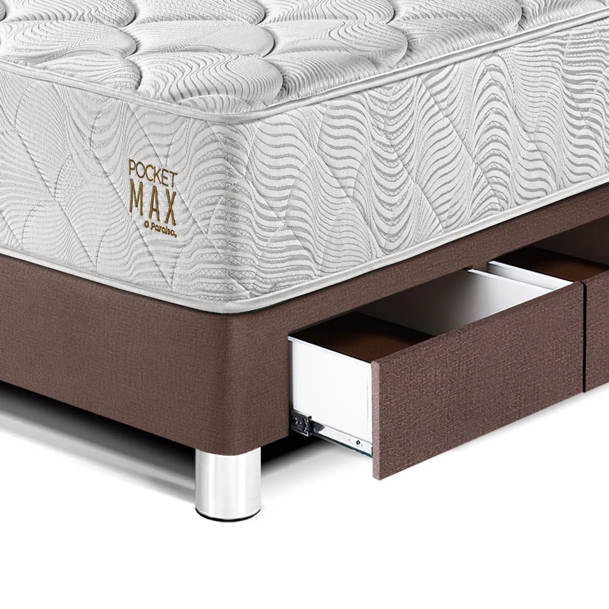 PARAISO - Cama Pocket Max 1.5 Pz Cajones Choco