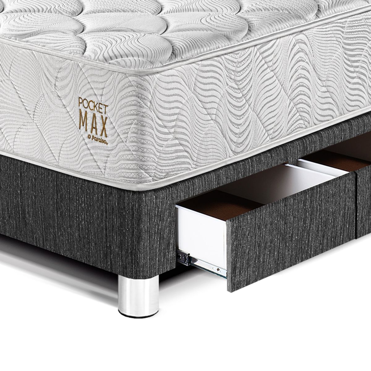 PARAISO - Cama Pocket Max 1.5 Pz Cajones Oscuro