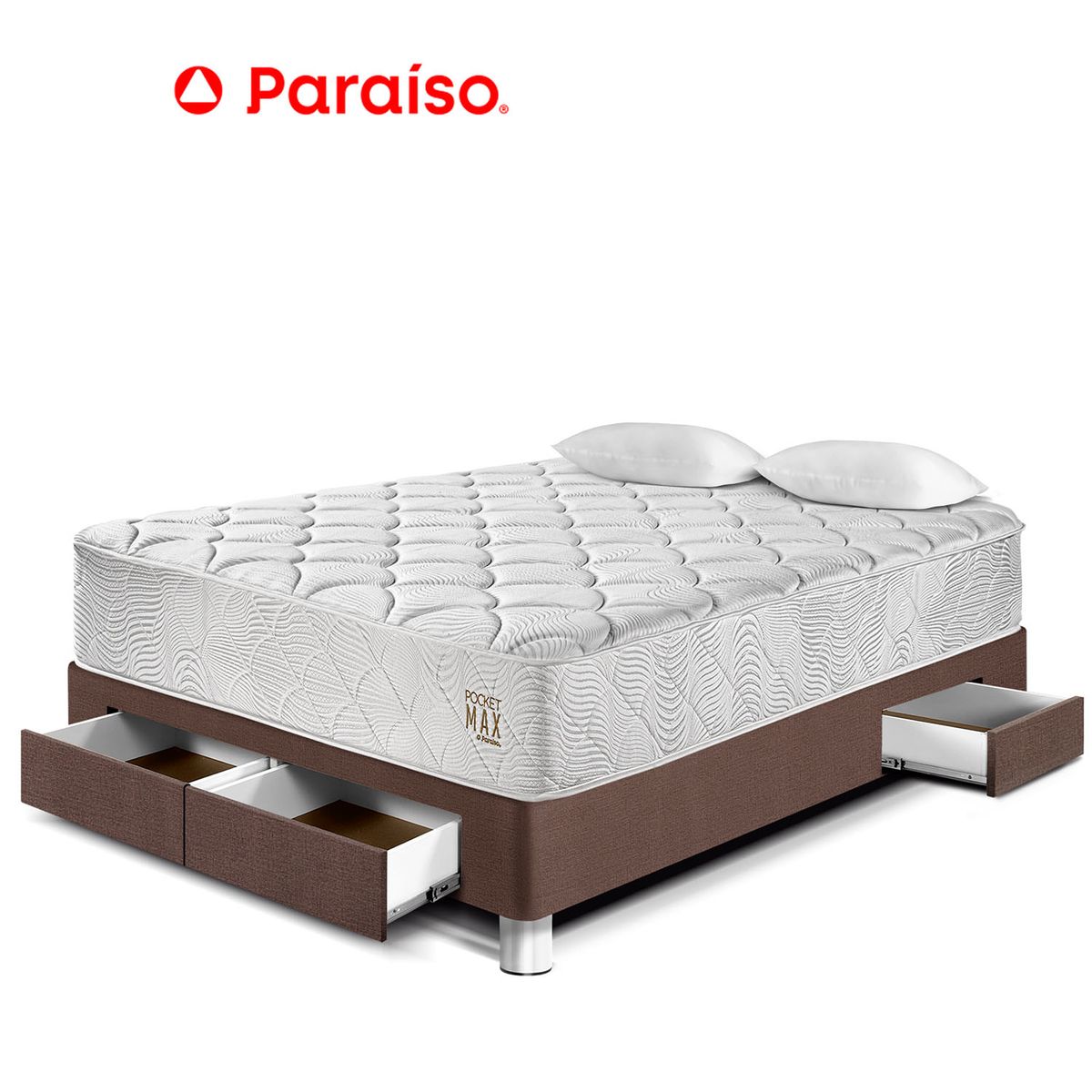 PARAISO - Cama Pocket Max 2 Pz Cajones Choco