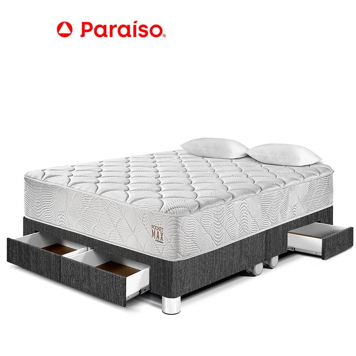 PARAISO - Cama Pocket Max Queen Cajones Oscuro